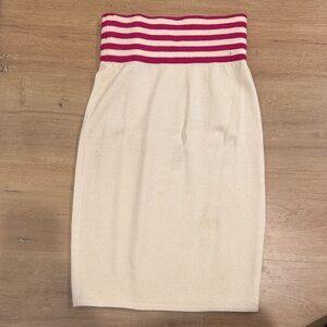 Vintage St. John by Marie Gray Pink and Cream Striped Women's Skirt Size 2